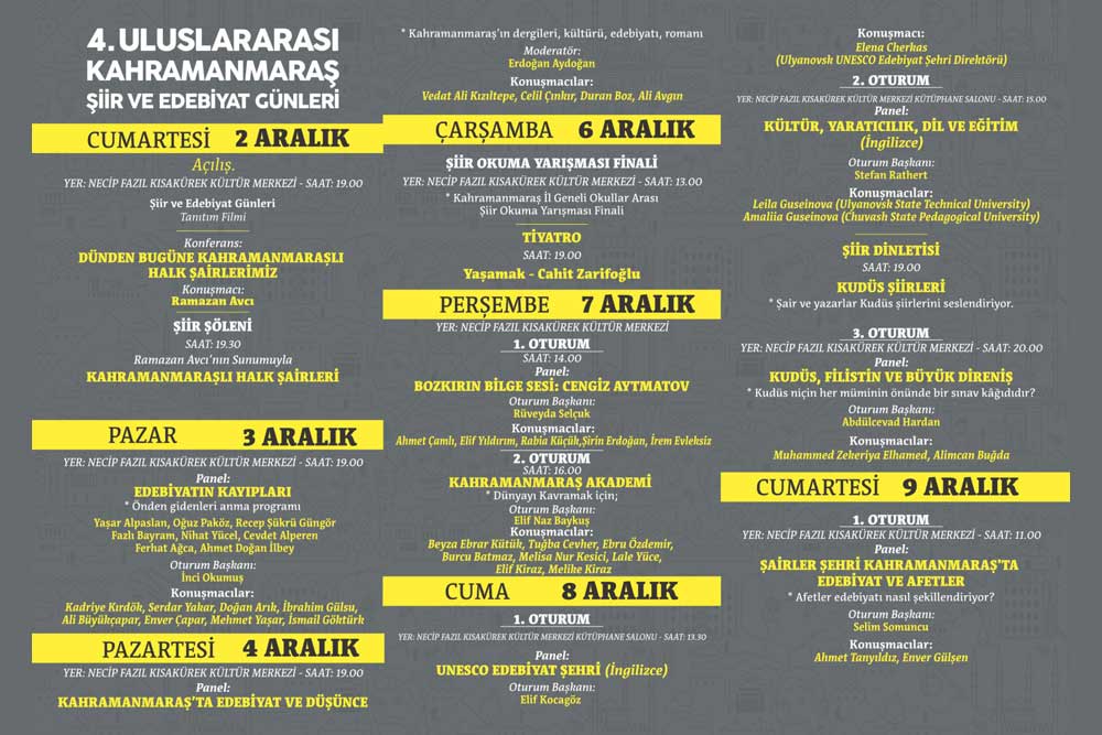 4 uluslararasi kahramanmaras siir ve edebiyat gunleri basliyor